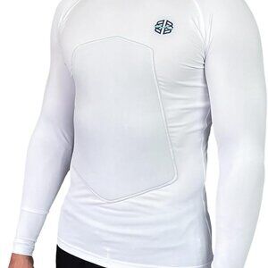 RIBBY SPF 50+ 5mm Padded Rash Guard for Surfing, Boogie, Scuba, White Medium